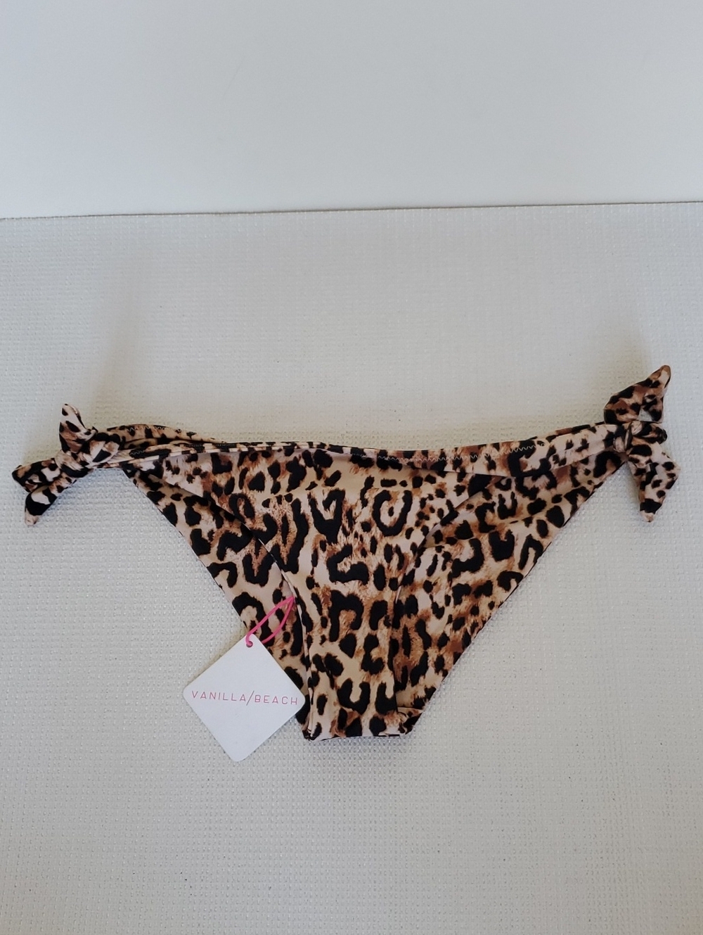 Vanilla/Beach Leopard Print Tie-Side Bikini Bottoms - Brown & Black